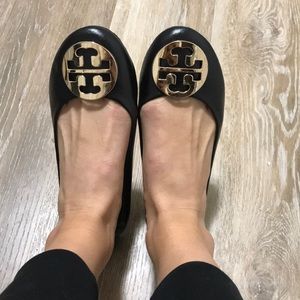 Tory inspired black flats